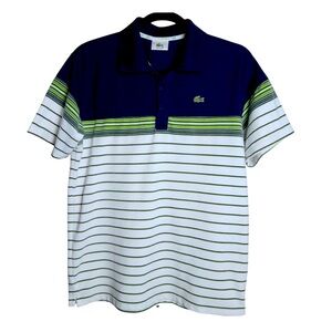LACOSTE Polo Shirt Size 5 US M Mens Striped 100% Cotton Golf Tennis Casual